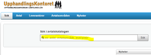 Skärmurklipp på avtalskatalogen sökfunktion